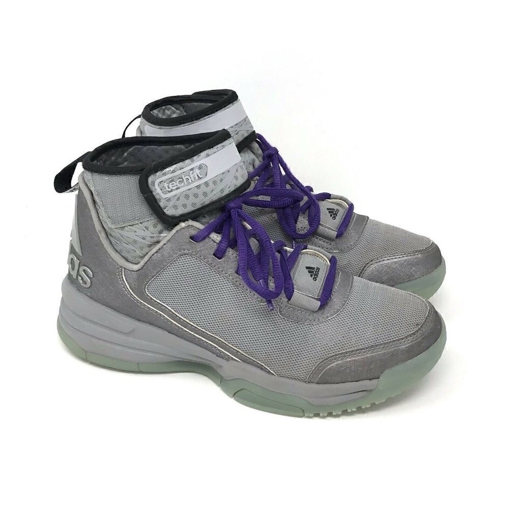 Adidas Dual Threat Techfit Gray High Top Shoes 5.5